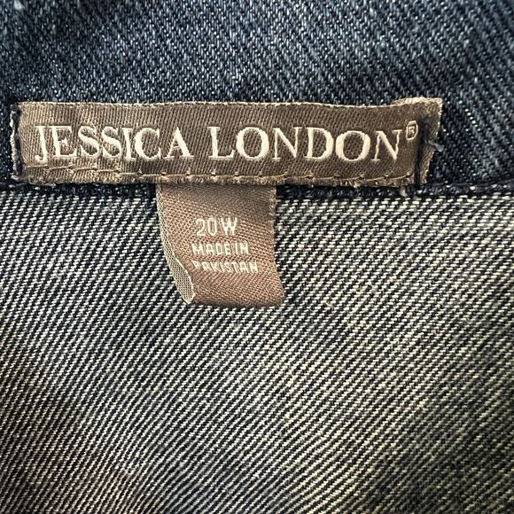 Jessica London Women's Plus Size Long Denim Jacket 20W Button Front - Picture 2 of 6